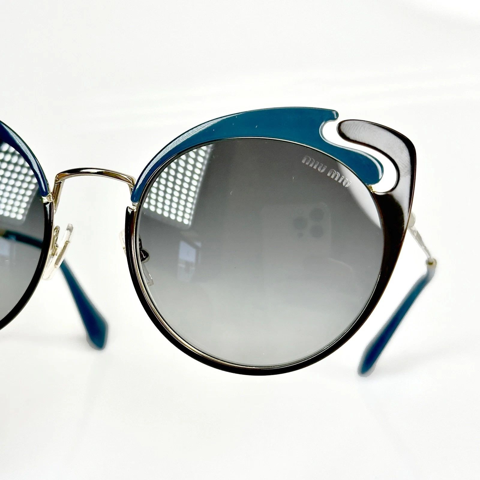 Miu Miu MIU MIU NOIR MU57TS Wave Gold Blue Brown Sunglasses 57T Size ONE SIZE - 4 Thumbnail