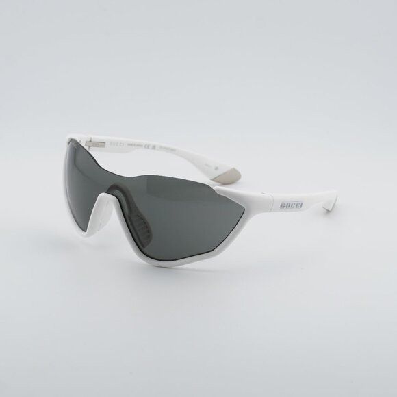 Gucci Gucci GG2018S 005 Sunglasses Matte Solid White Shield Frame Size ONE SIZE - 1 Thumbnail