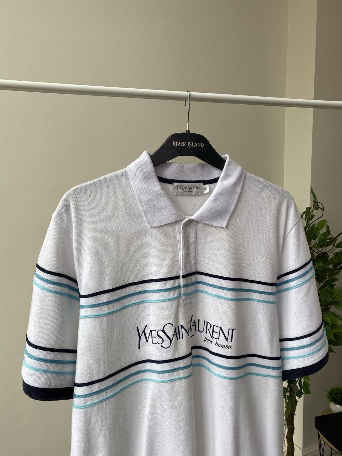 Vintage × Yves Saint Laurent Vintage Yves Saint Laurent Big Logo Print Polo T-shirt Size US XL / EU 56 / 4 - 7 Thumbnail