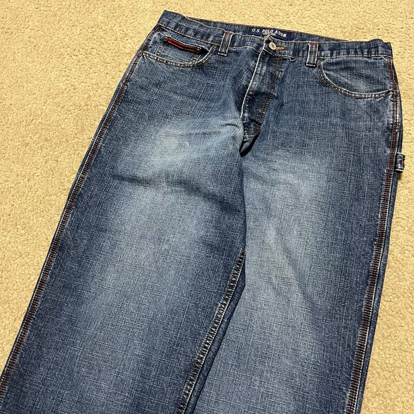U.S. Polo Assn. U.S. Polo ASSN Y2K Baggy Acid Washed Wide Leg Blue Jeans Size US 36 / EU 52 - 3 Thumbnail