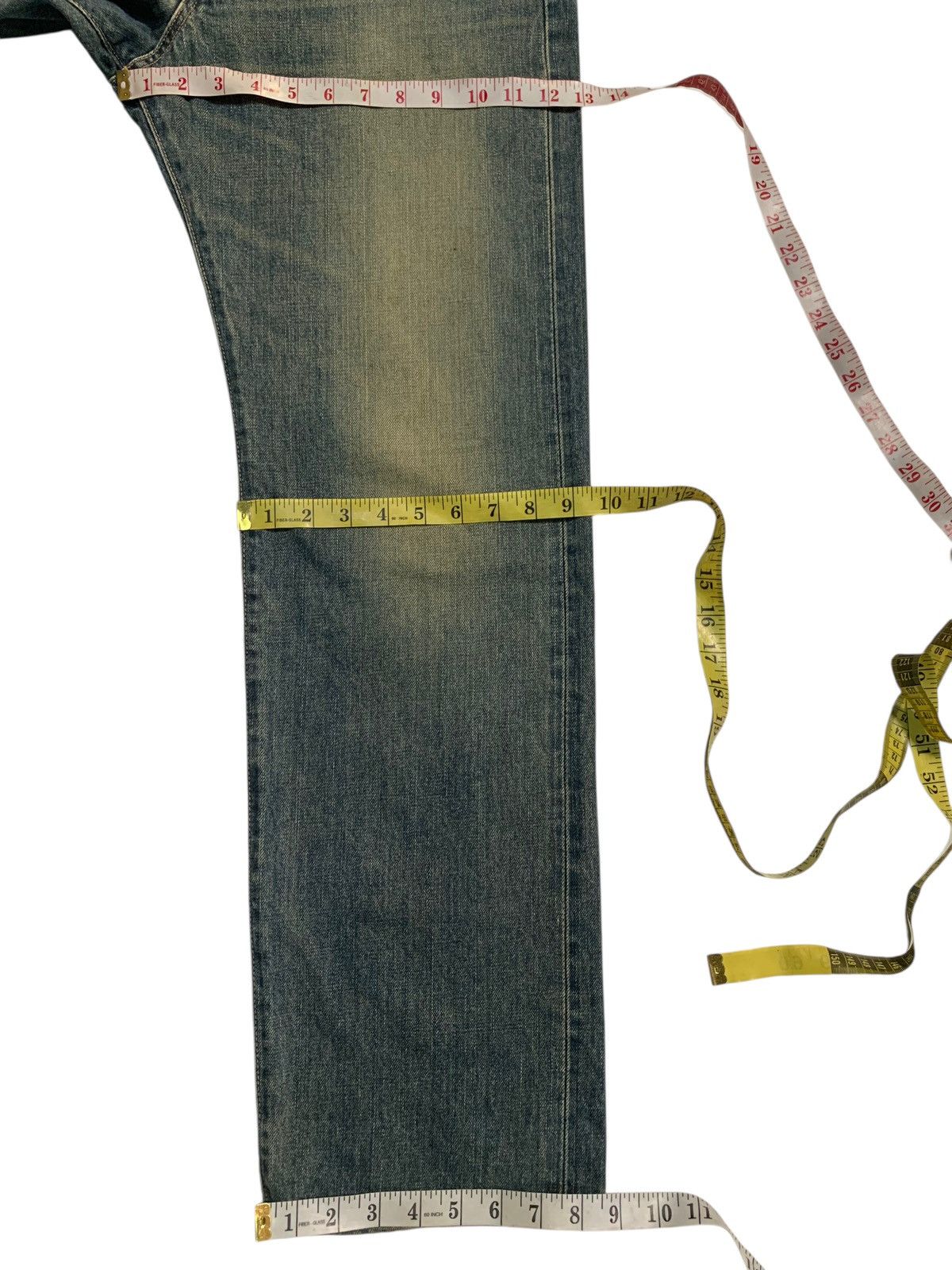 Edwin VINTAGE EDWIN 505X SELVEDGE FADED & RUSTY DISTRESSED DENIM Size US 31 - 17 Thumbnail