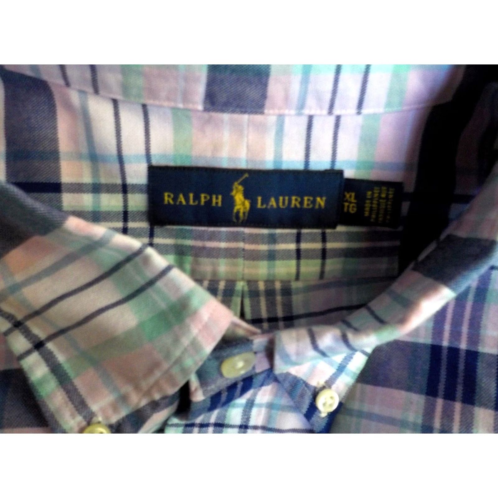 Ralph Lauren RALPH LAUREN Button-Down Plaid LS Shirt Navy/Pink/Mint/White 100% Cotton XL Men Size XL/Regular Button Front Collared Long Sleeve Size US XL / EU 56 / 4 - 4 Thumbnail