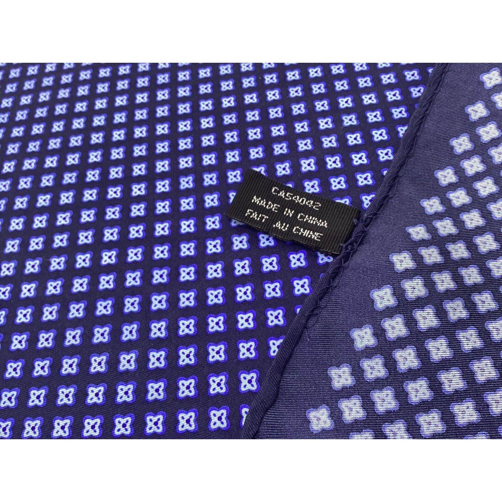 Pronto Uomo PRONTO UOMO Blue Geometric Pocket Square Silk Hand Rolled 13 Size ONE SIZE - 3 Thumbnail