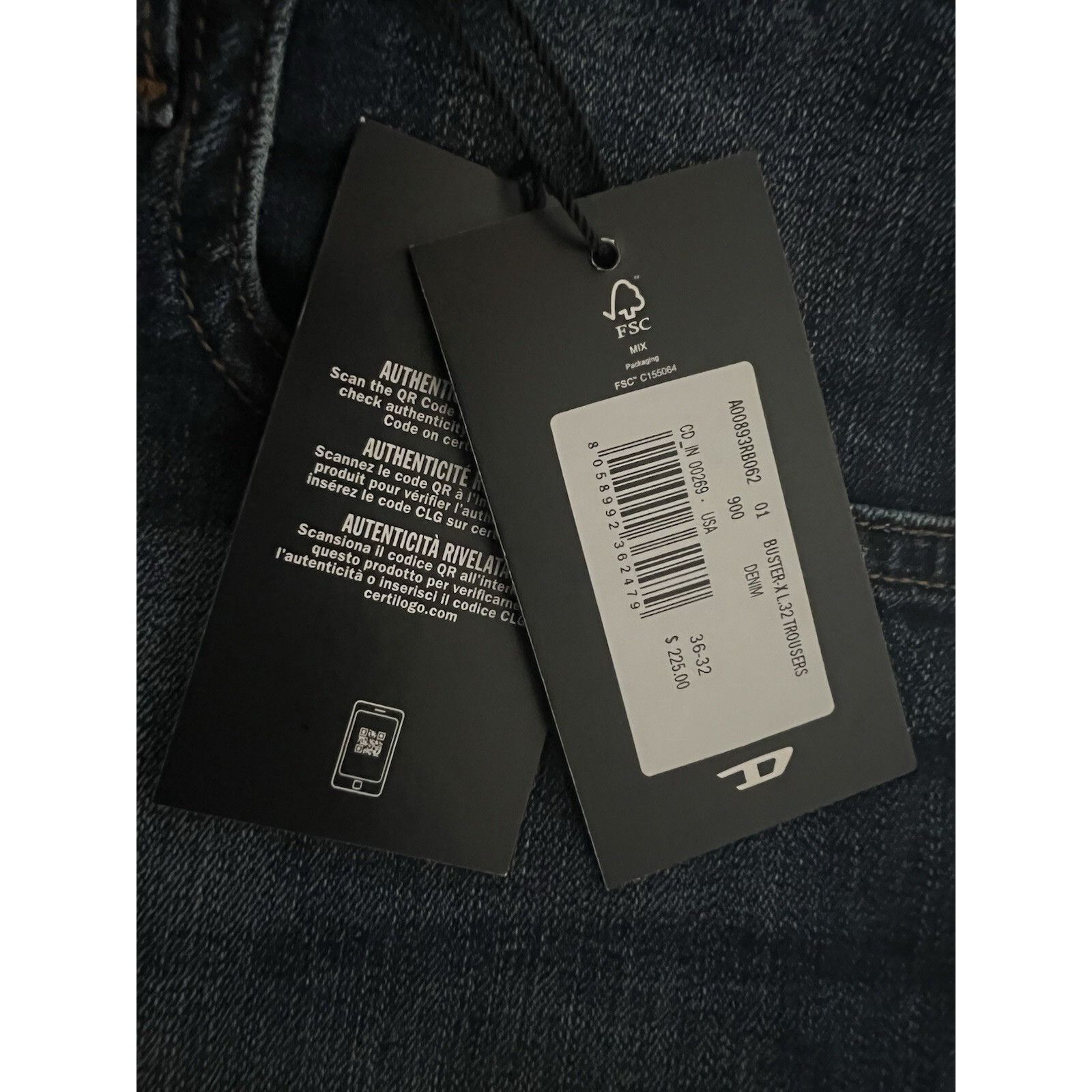 Diesel Diesel Mens Buster Tapered Jeans RB062 Blue Size 36/32 Size US 36 / EU 52 - 7 Thumbnail