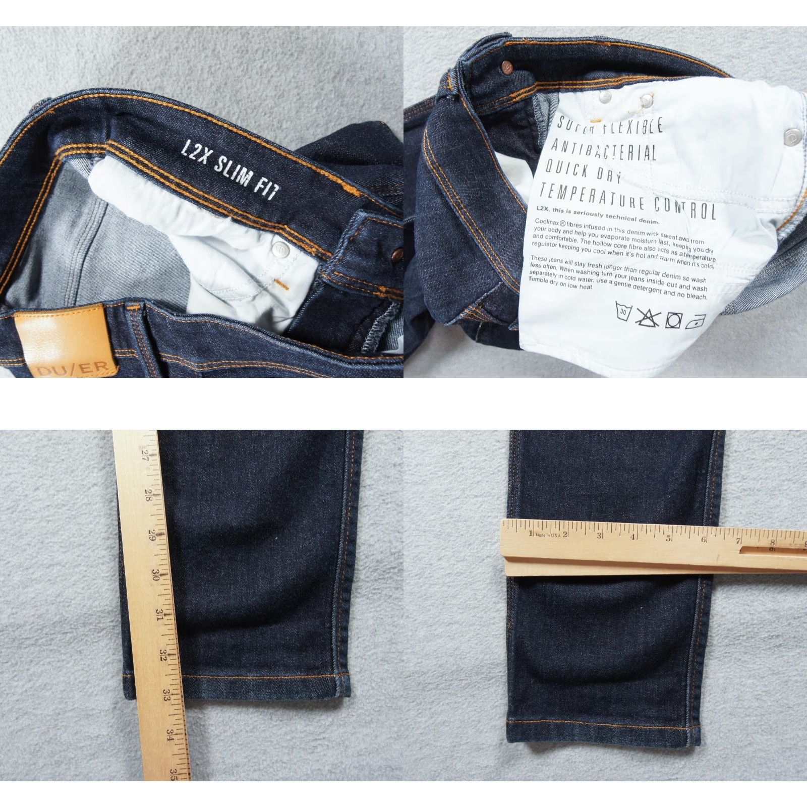 DUER DUER Jeans Mens 30x33 Blue Denim Pants Slim Fit Stretch 5-Pocket Design Casual Casual Size US 30 / EU 46 - 8 Thumbnail