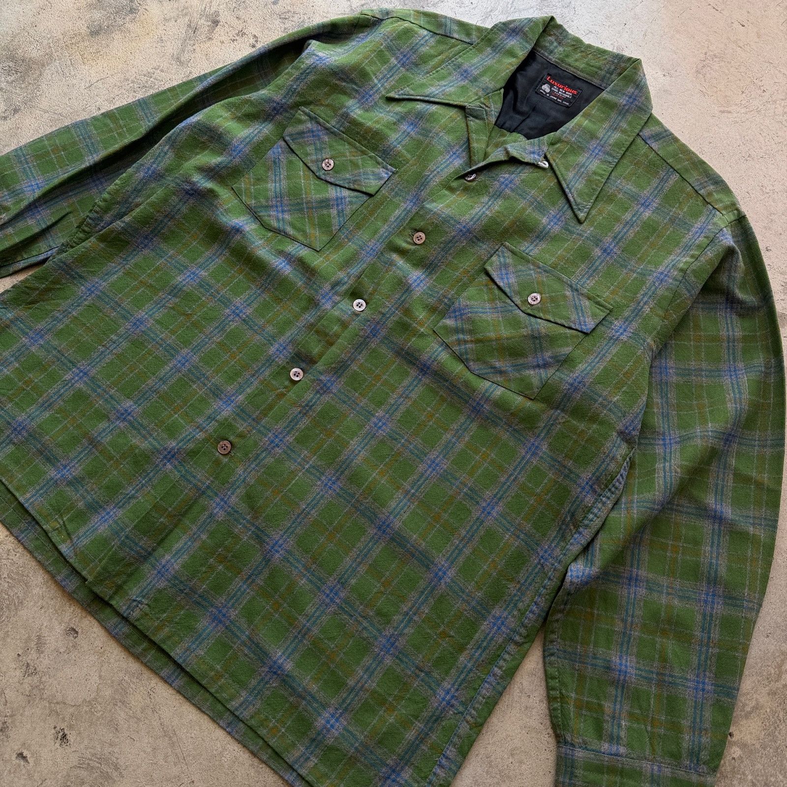 Other 70s Luxurious Plaid Dagger loop Collar Wool board Shirt Size US XL / EU 56 / 4 - 4 Thumbnail