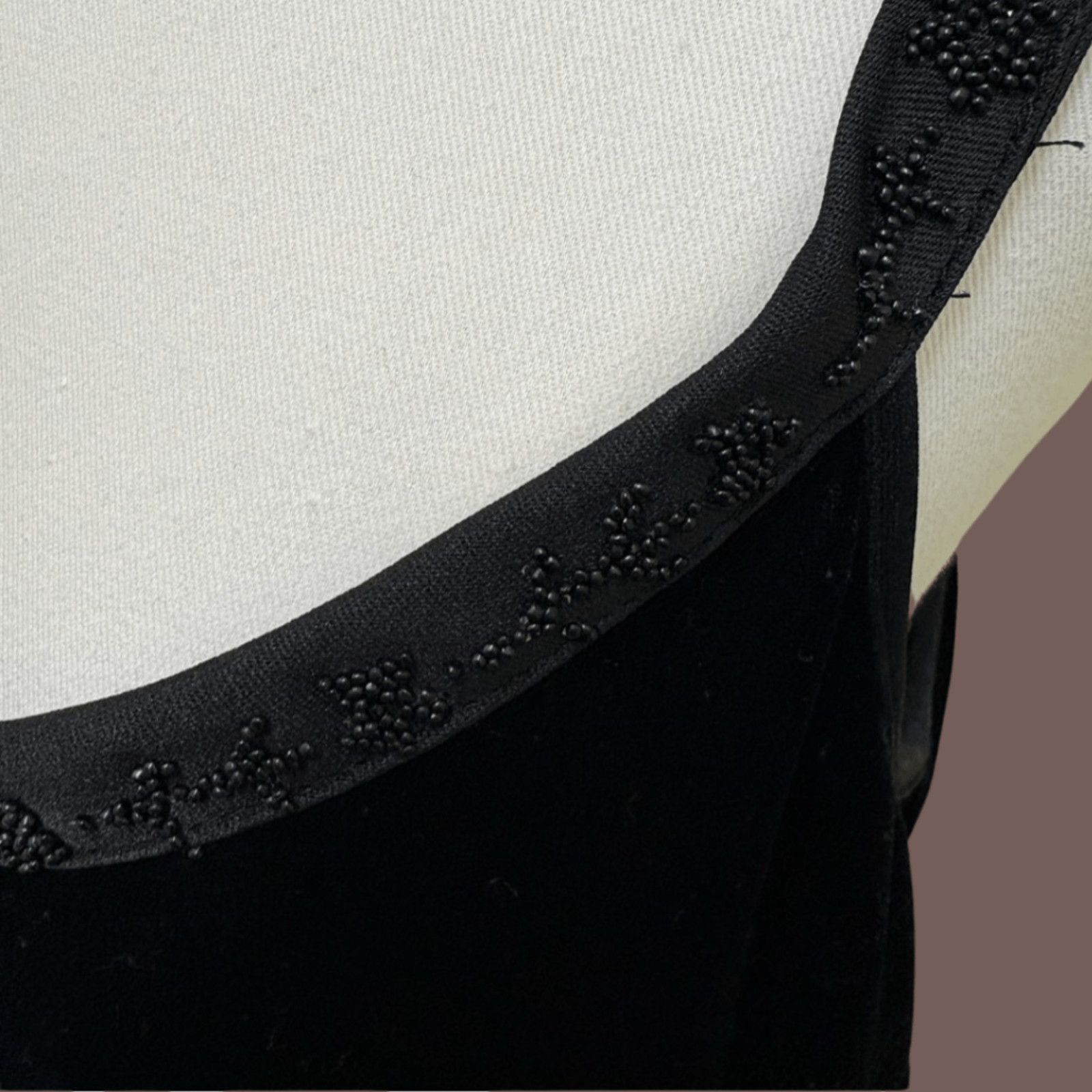 Vintage VTG Sueded Tank Dress | Hillard & Hanson Black Beaded | Y2K Size M / US 6-8 / IT 42-44 - 2 Thumbnail