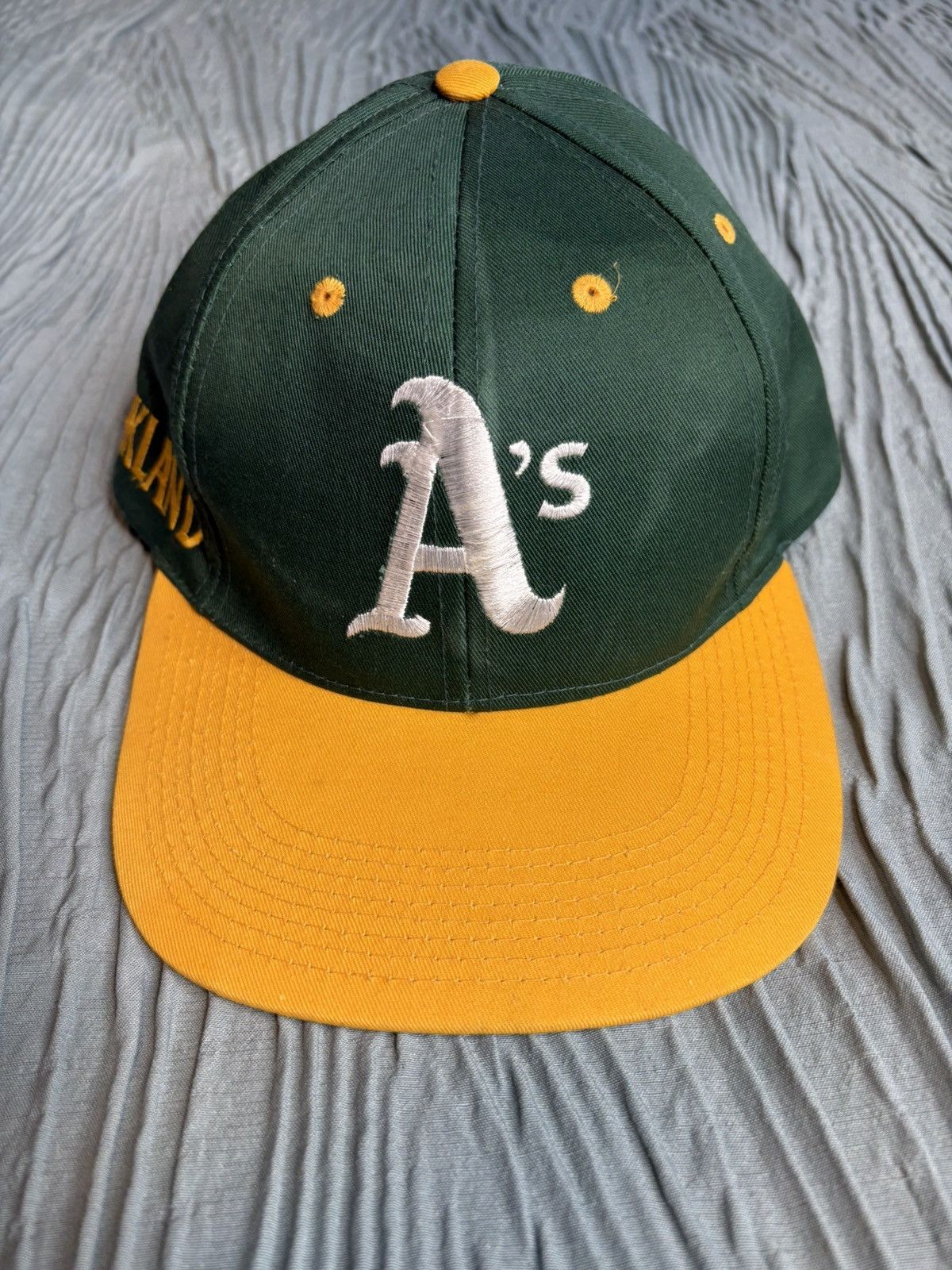 MLB MLB Oakland Athletics A’s Snapback Hat “Green/Yellow” Size ONE SIZE - 2 Thumbnail