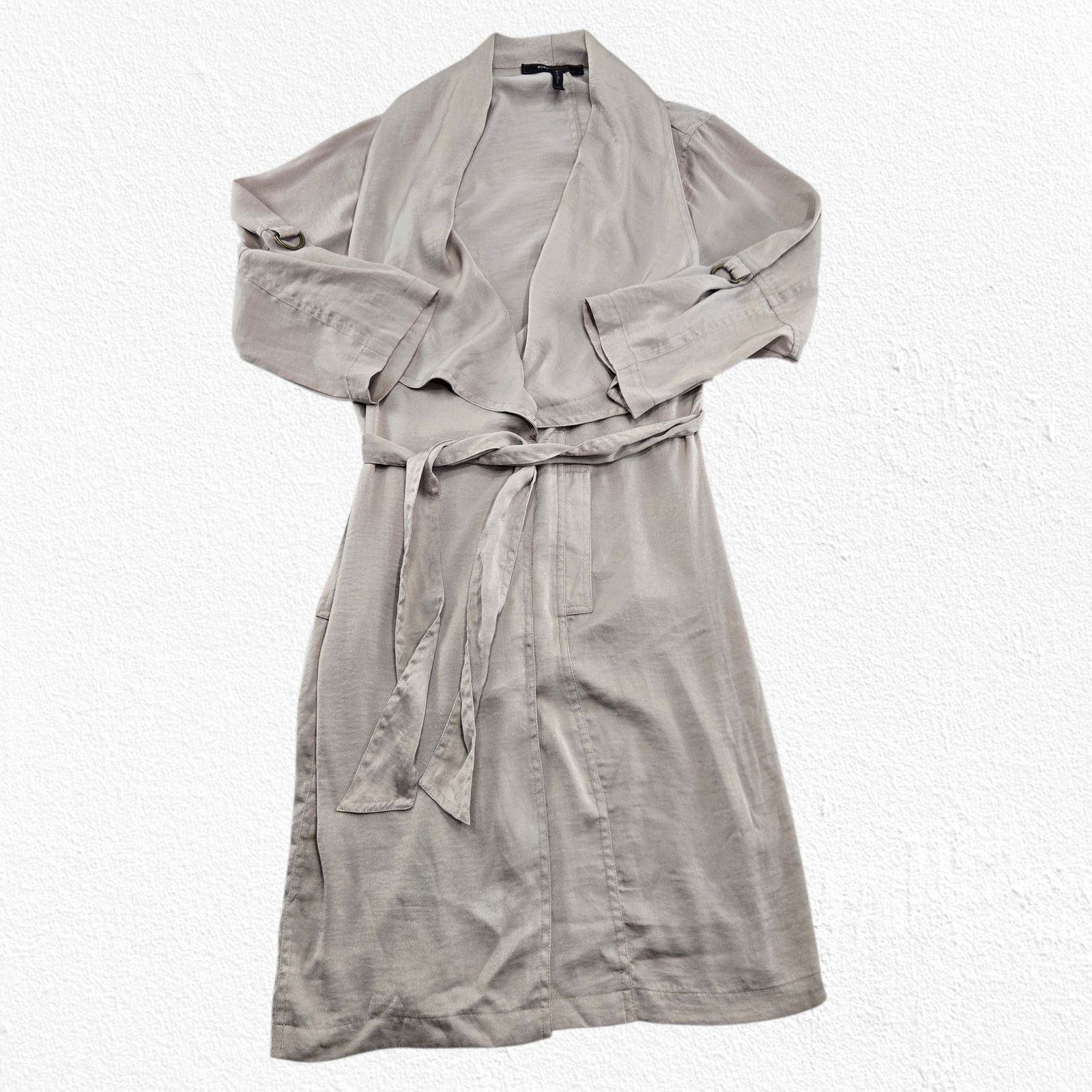 Bcbgmaxazria BCBGmaxazria Beige Trench Wrap Dress Belted XS EUC Size XS / US 0-2 / IT 36-38 - 2 Thumbnail