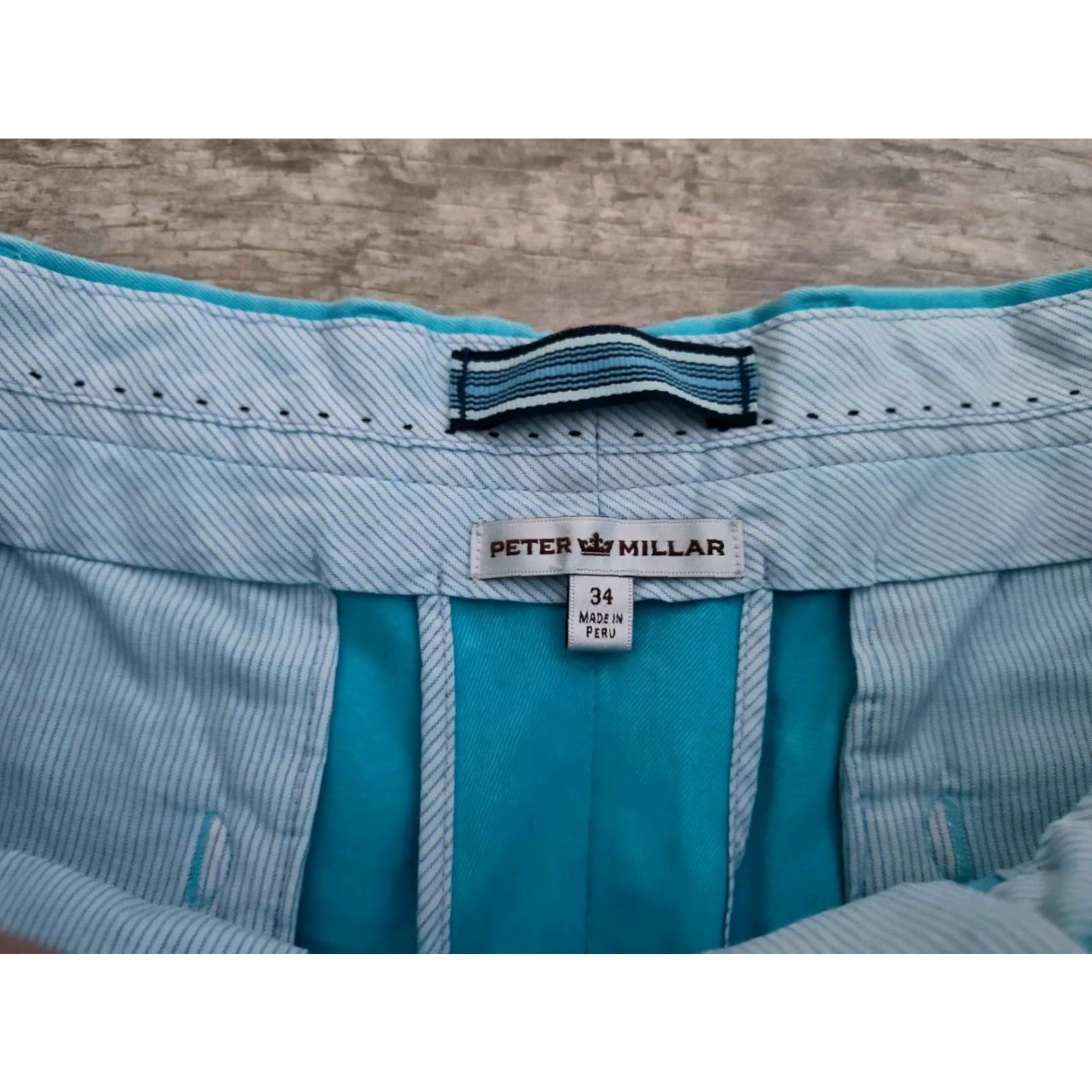 Peter Millar VINTAGE? No, Peter Millar Winston Chino Short Mens 34 Waist 9" Inseam Blue Canvas Cotton Casual Modern Regular Mens Size US 34 / EU 50 - 7 Thumbnail