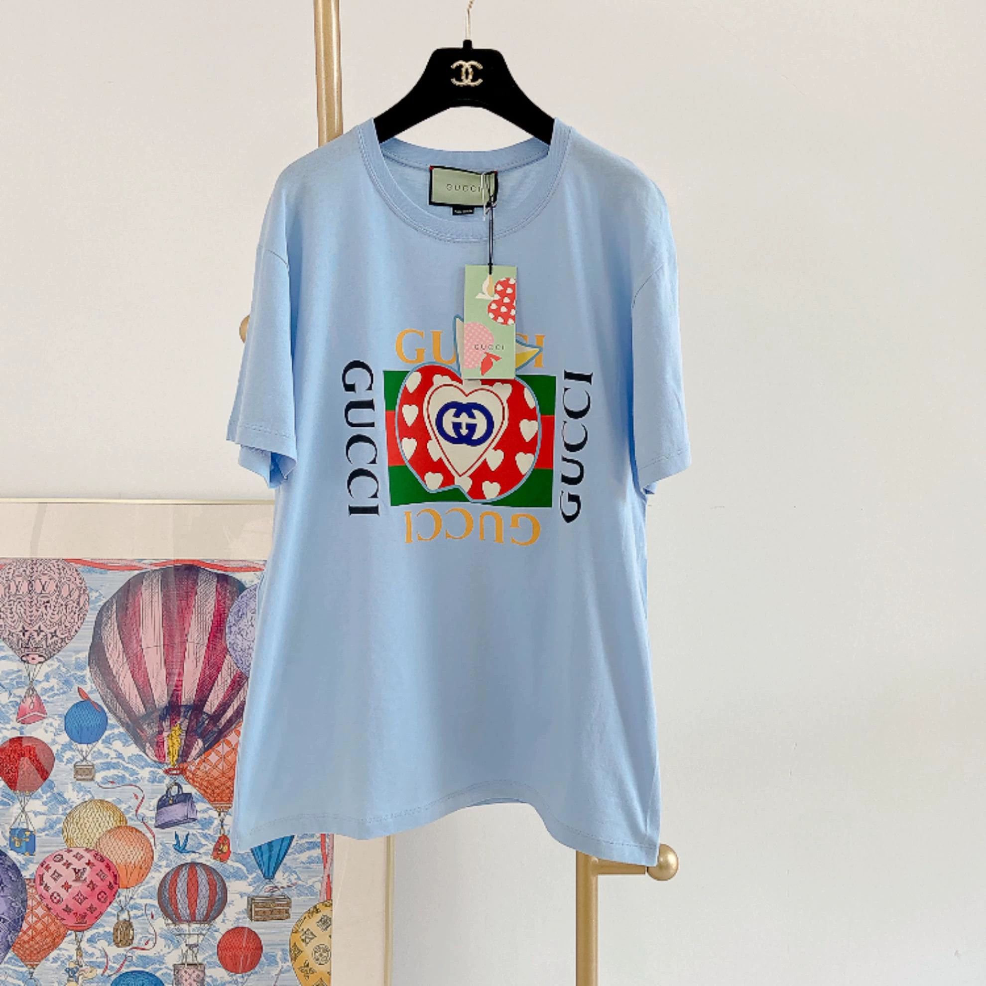 Gucci Gucci Light Blue Printed Tee S with Tags Size US S / EU 44-46 / 1 - 1 Thumbnail