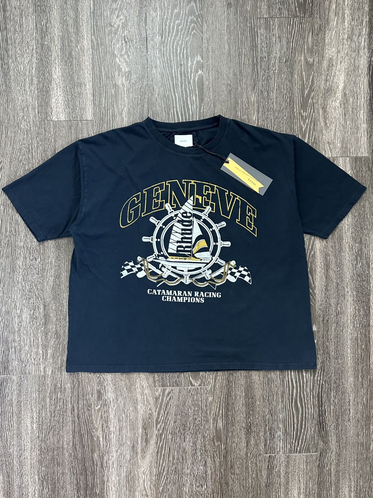 Rhude Rhude Geneve Catamaran Racing Vintage Black Tee SS24