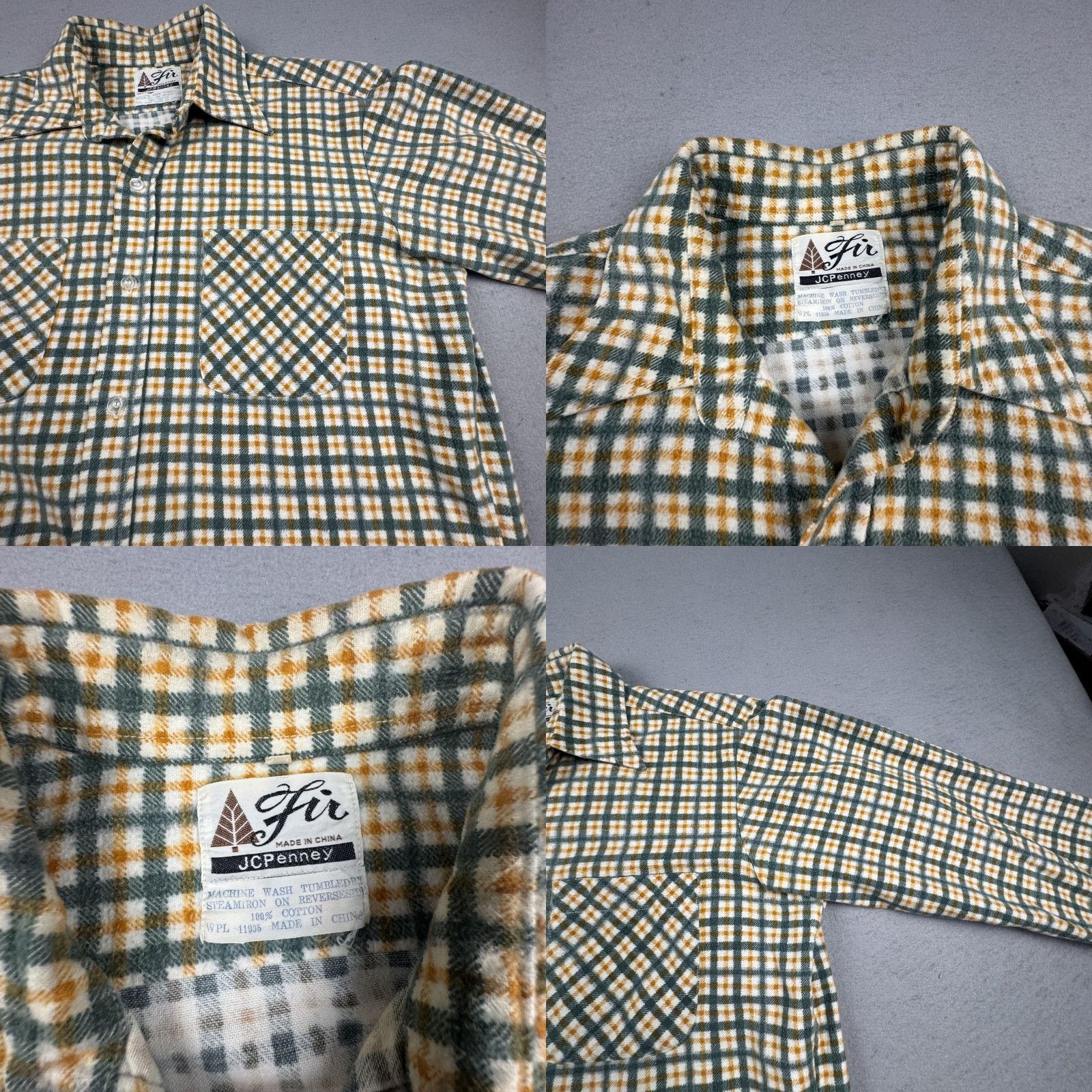 JCPenney VINTAGE JCPenney Fir Flannel Shirt Mens Green White Plaid Long Sleeve Button Up Size US M / EU 48-50 / 2 - 8 Thumbnail