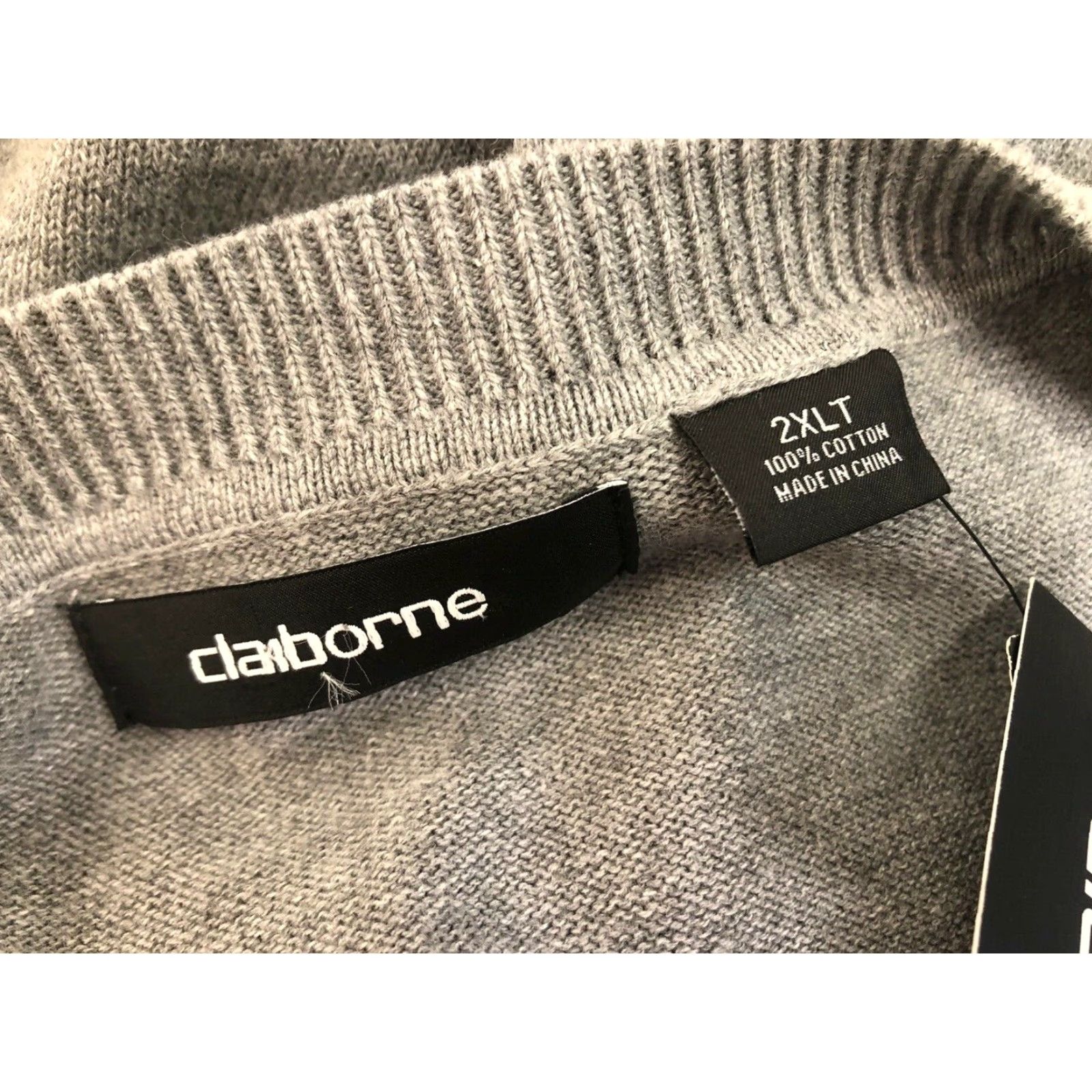 Liz Claiborne CLAIBORNE Sweater V-Neck Gray 2XLTall Pullover Big & Tall Men Shirt Unsure Size US XXL / EU 58 / 5 - 6 Thumbnail