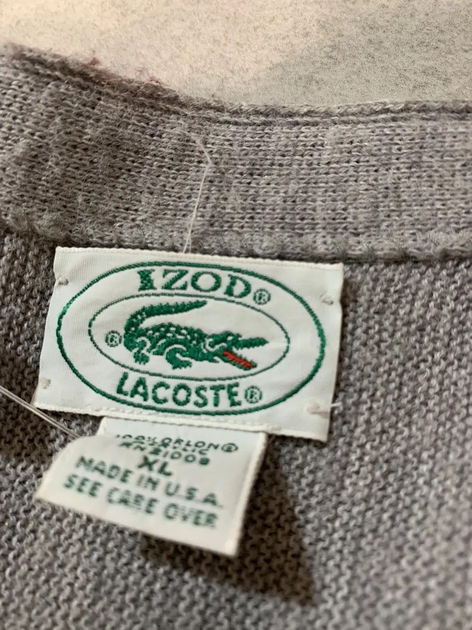 Izod × Lacoste × Vintage Vintage 90s Lacoste x Izod Grey Embroidery Cardigan Size US XL / EU 56 / 4 - 4 Thumbnail