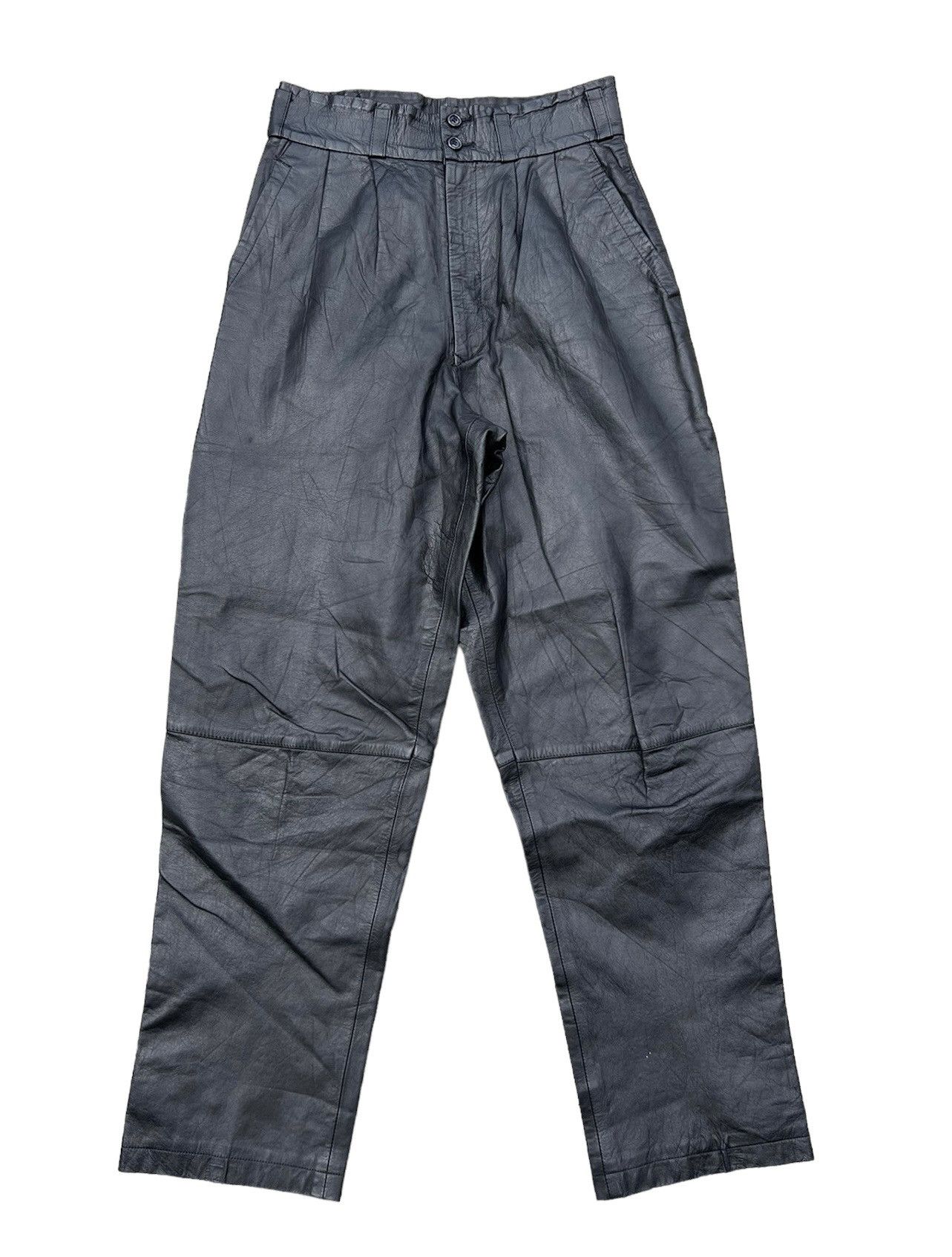 Leather Vintage 80s JUN Japan Baggy Leather Trouser Pant Size US 26 / EU 42 - 1 Thumbnail