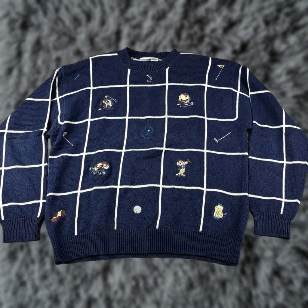 VINTAGE Warner Bros. Studio Store Tasmanian Devil Golf Pullover Crew Neck Sweater