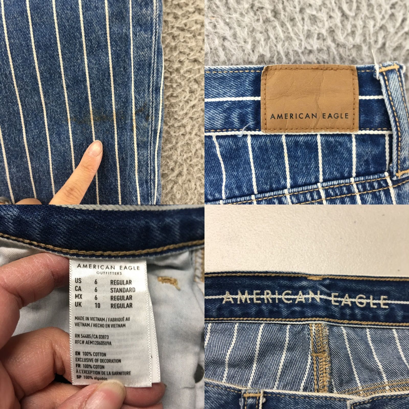American Eagle Outfitters American Eagle Outfitters Mom Jeans Womens 6 Denim Striped High Rise Zip Fly Casual Blue Denim Size 28" / US 6 / IT 42 - 9 Thumbnail