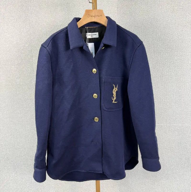 Yves Saint Laurent YSL Wool Jacket in Navy for Women 0089 Size M / US 6-8 / IT 42-44 - 1 Thumbnail