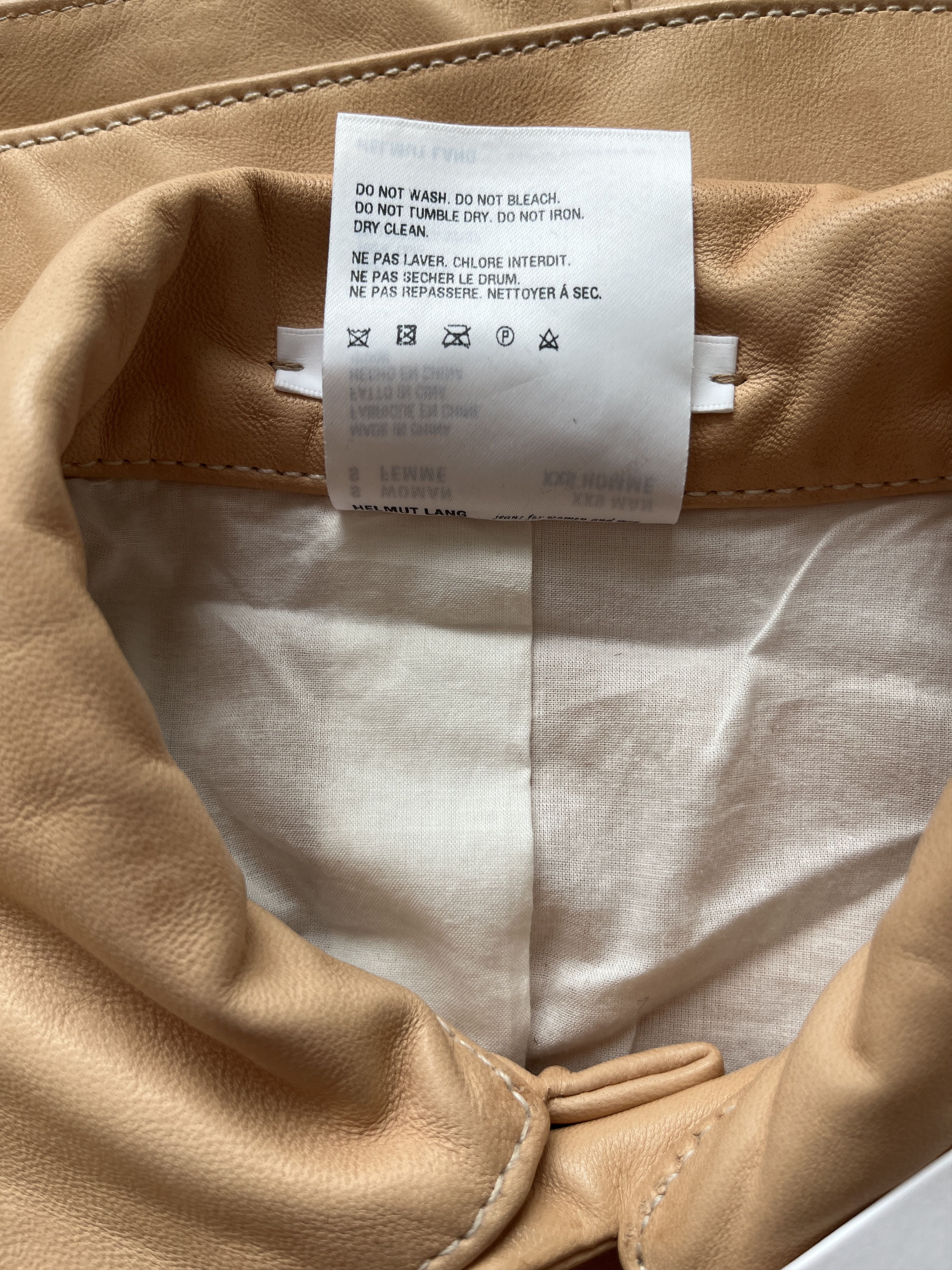 Helmut Lang ⚡️QUICK SALE⚡️Helmut Lang Beige Leather Trucker Jacket Size S / US 4 / IT 40 - 4 Thumbnail