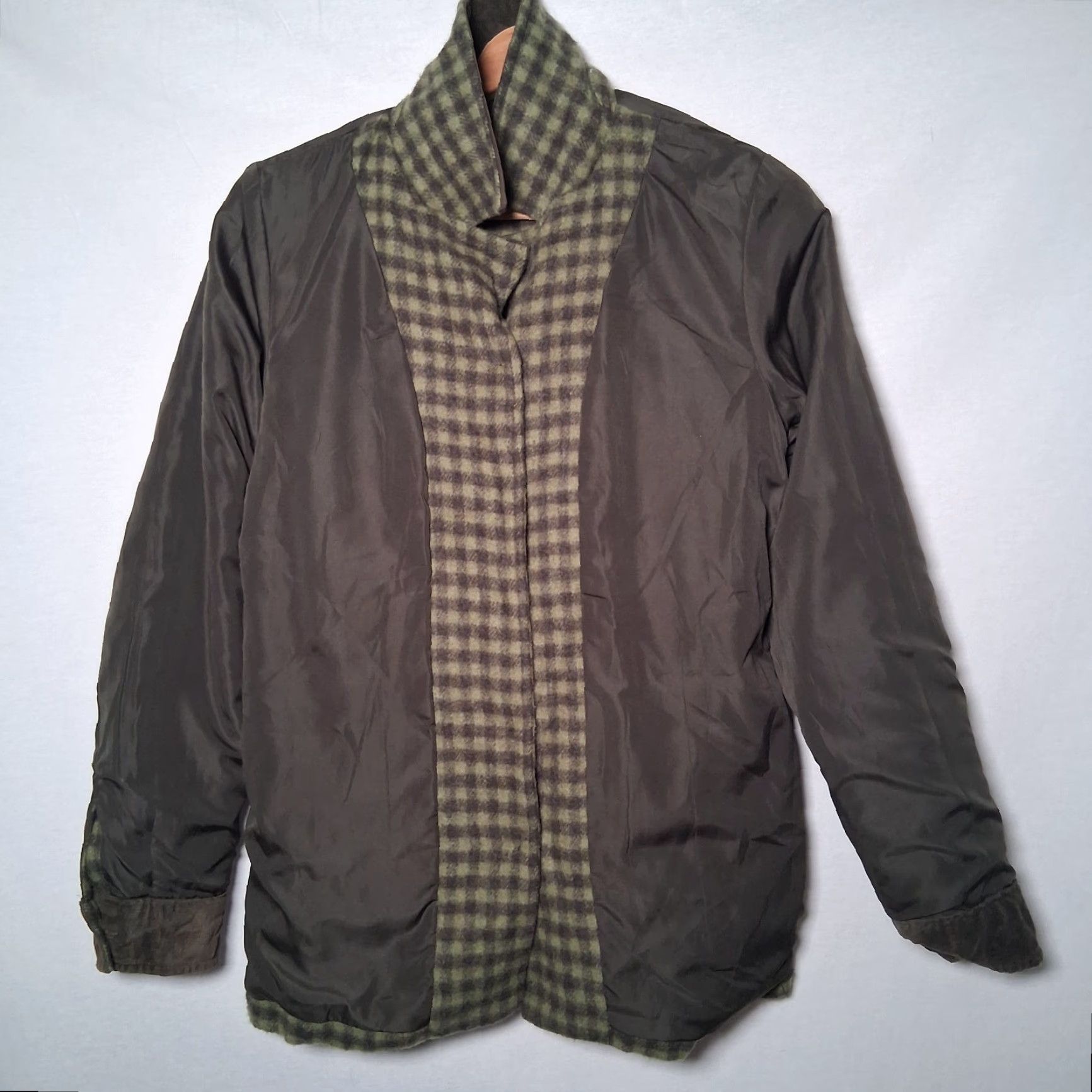 Denim & Co. VINTAGE Denim & Co Shirt Jacket Women S Green Plaid Wool Blend Button Up Size S / US 4 / IT 40 - 7 Thumbnail