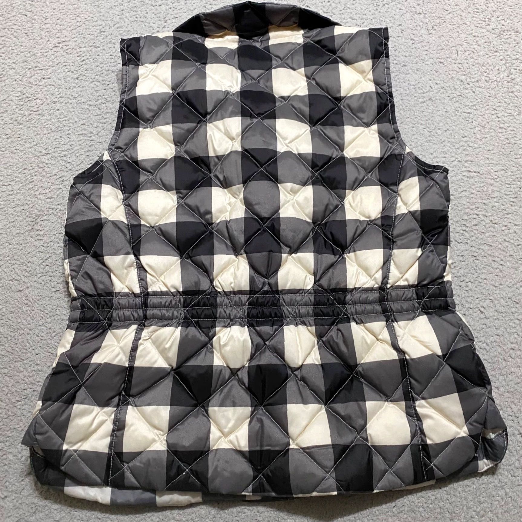 Talbots Talbots Womens Vest PS Black Plaid Quilted Down Full Zip Snap Button Size S / US 4 / IT 40 - 2 Thumbnail