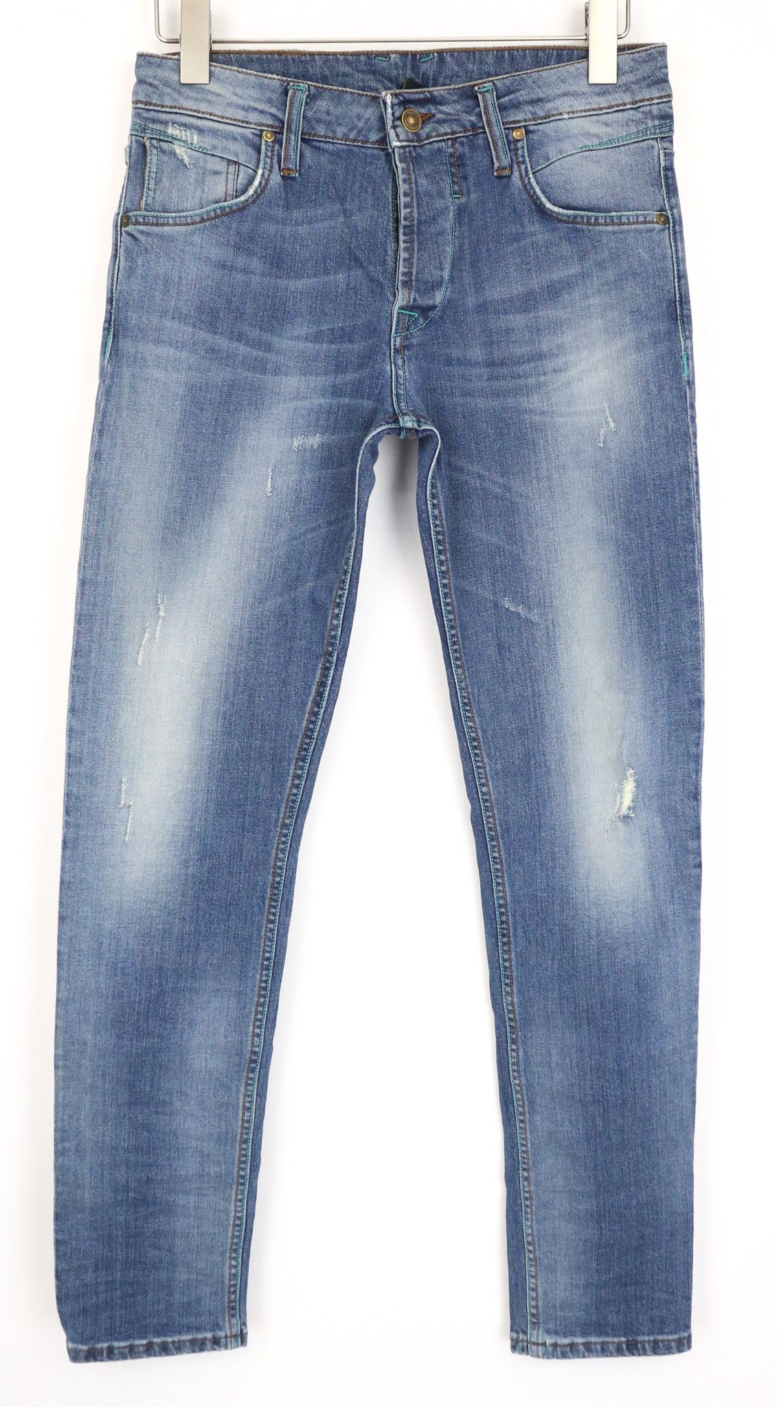 Takeshy Kurosawa TK75 W34 Blue Slim Distressed Stretch Jeans 75958 Size US 34 / EU 50 - 1 Thumbnail