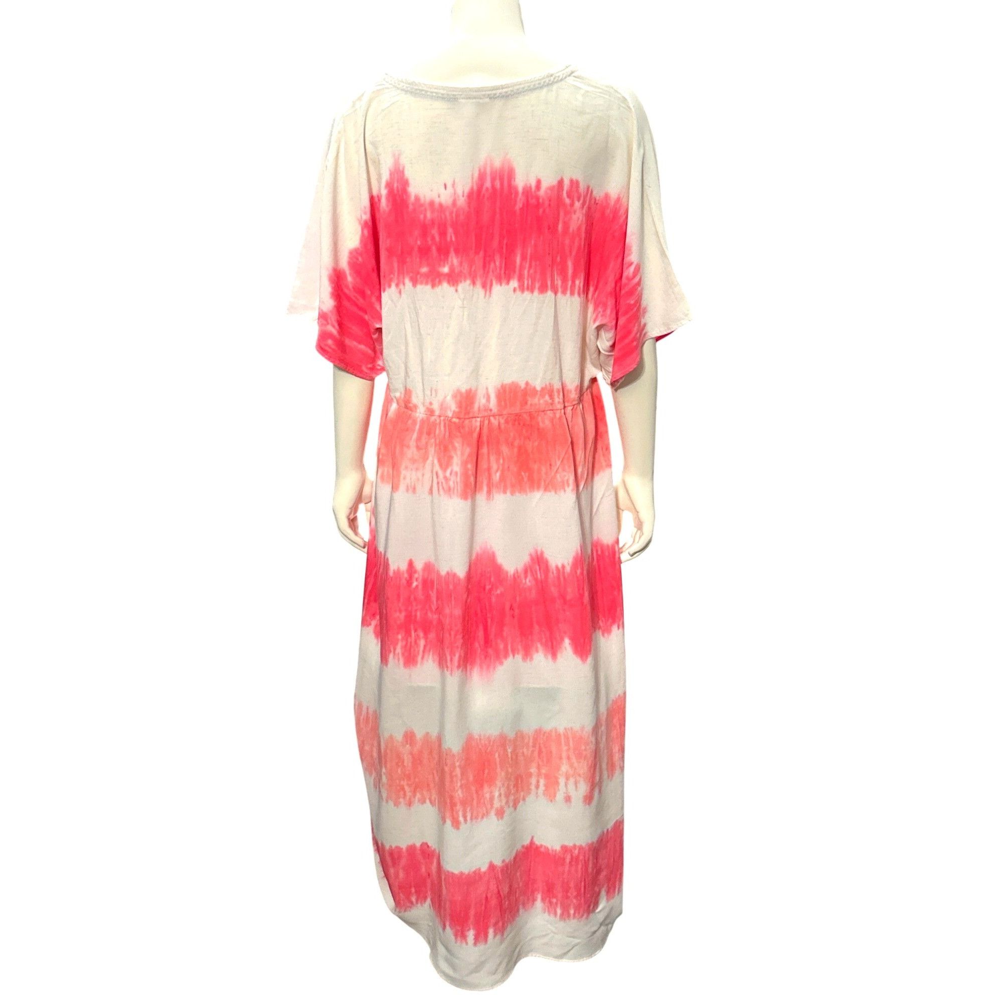 Other CCC Tie Dye Maxi Dress V Neck Short Sleeve Trendy Red White Size XL / US 12-14 / IT 48-50 - 3 Thumbnail