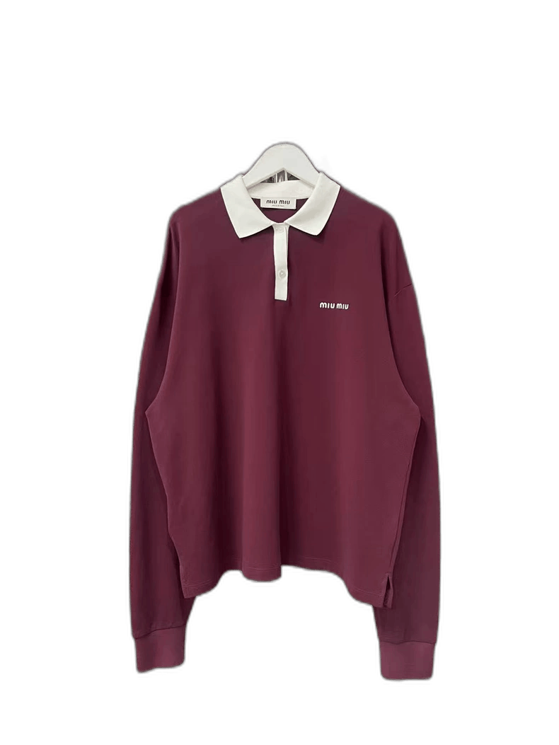 miumiu ポロシャツ　ボルドー Miumiu Burgundy Long Sleeve Polo Shirt