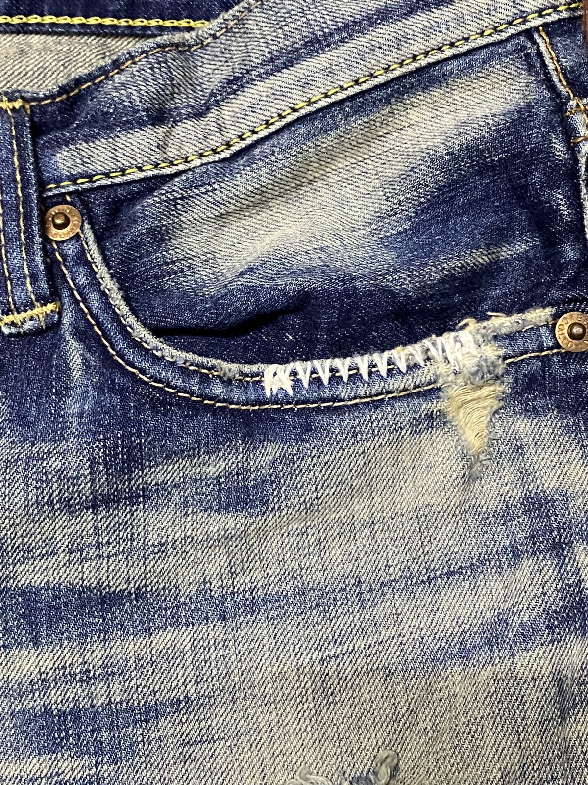 Japanese Brand Vintage Japanesed Brand Edwin MudWash Distressed Fit Jeans Size US 31 - 9 Thumbnail