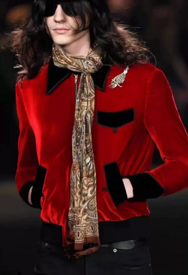 Saint Laurent Paris Saint Laurent Paris 16 FW Red Velvet Court Jacket 2505-Next Size US M / EU 48-50 / 2 - 7 Thumbnail