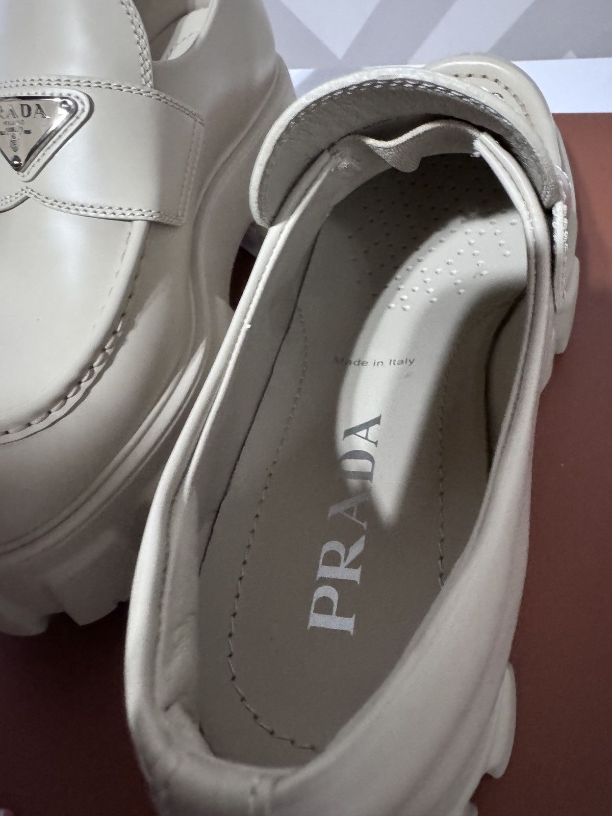Prada Monolith Leather Platform Loafers color deserto Size US 7.5 / IT 37.5 - 5 Thumbnail