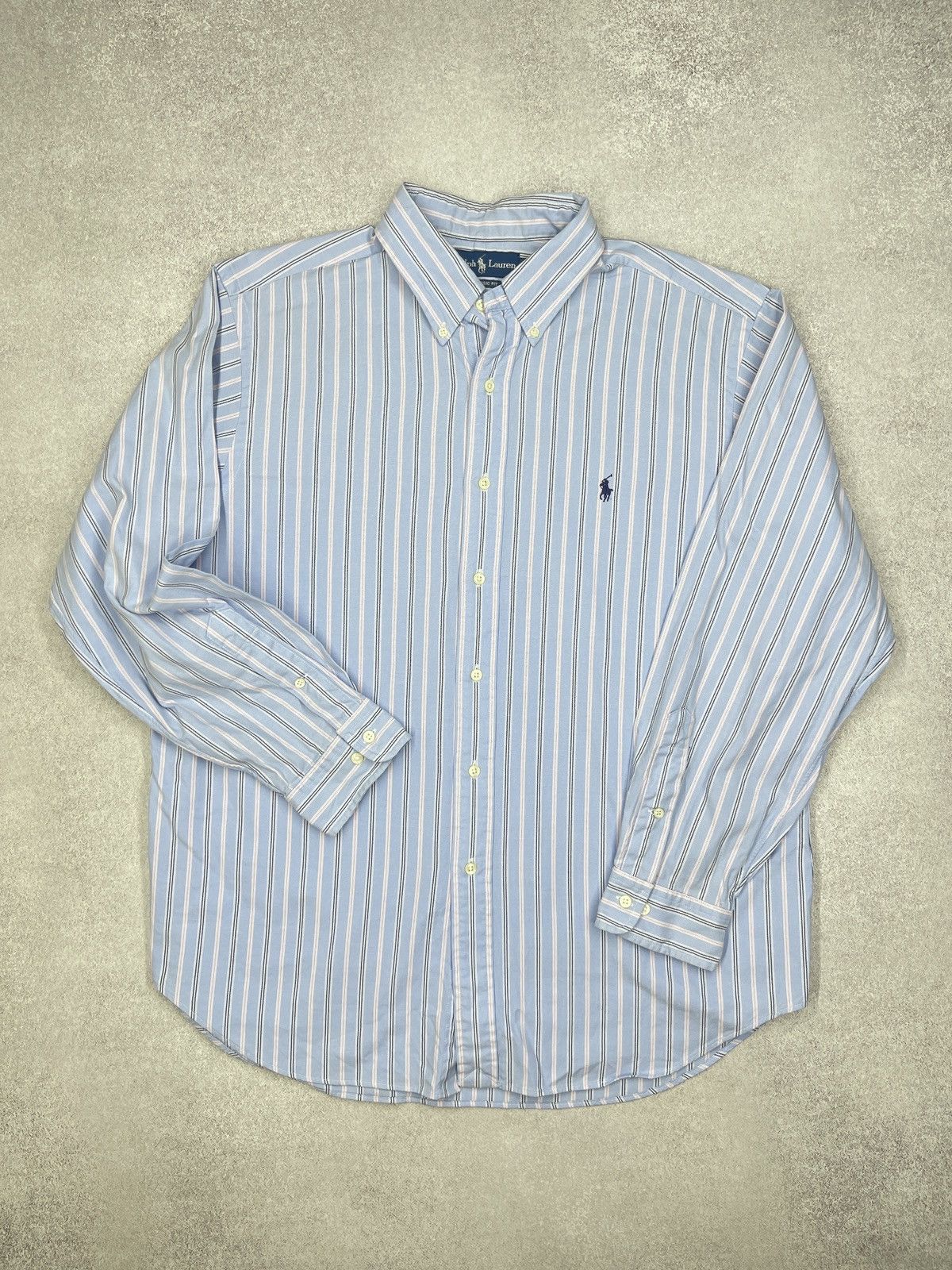 Polo Ralph Lauren Vintage Polo Ralph Lauren Striped Shirt Blue Y2K RRL Size XL Size US XL / EU 56 / 4 - 2 Thumbnail