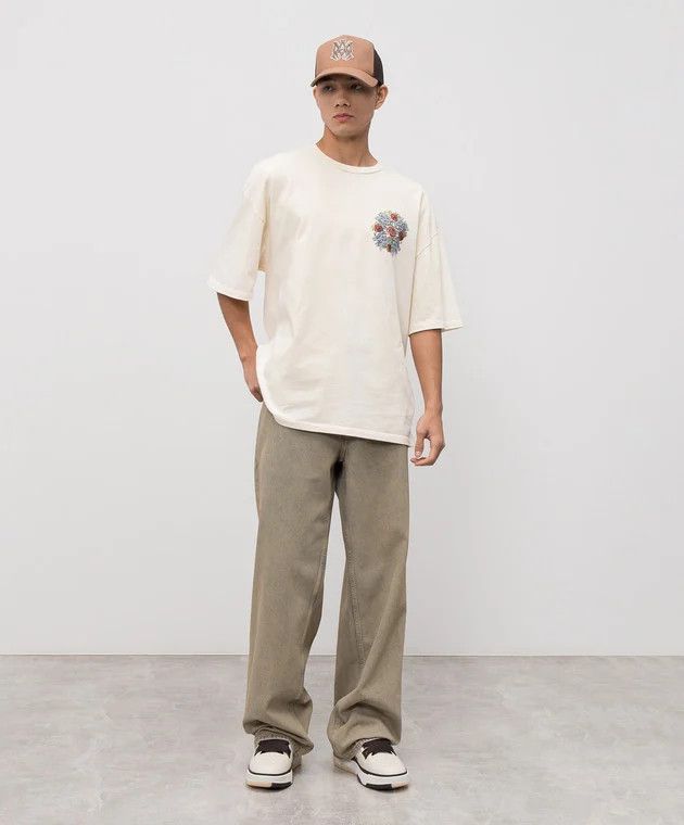 Amiri o1h1sh11225 Crystal Out For Trouble Tee in Ivory/White Size US L / EU 52-54 / 3 - 3 Thumbnail