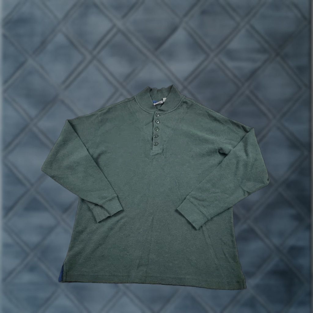 Vintage VINTAGE L.L. Bean Sweater Mens Large Green Henley Pullover Long Sleeve Cotton Ribbed Mock Neck Casual Size US L / EU 52-54 / 3 - 1 Thumbnail