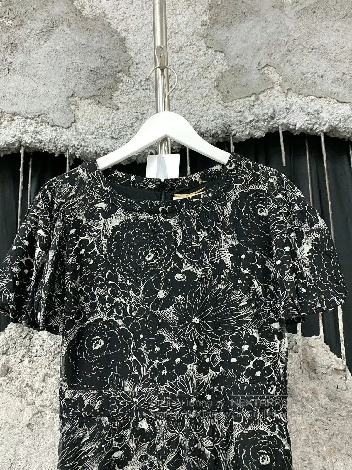 Saint Laurent Paris Saint Laurent SLP Black White Floral Dress. Size S / US 4 / IT 40 - 3 Thumbnail