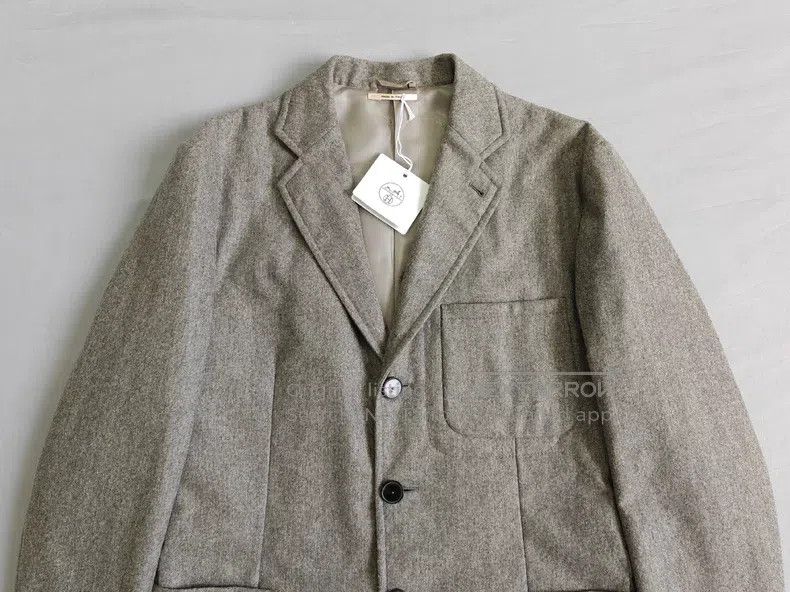 Hermes Hermes Gray 100% Wool Autumn/Winter Flannel Blazer Jacket Size 48R - 2 Thumbnail