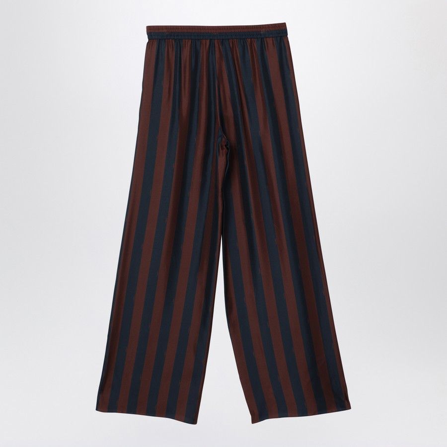 Fendi o1d2blof0824 Pequin Silk Trousers in Blue & Brown Size 27" / US 4 / IT 40 - 2 Thumbnail