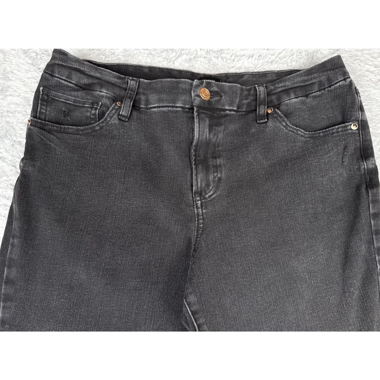 Express Express Jeans Skinny Black Mid Rise Women's 12 Denim 31x28 Stretch 5-Pocket Zip Button Raw Hem Vintage No Size 34" / US 12 / IT 48 - 4 Thumbnail