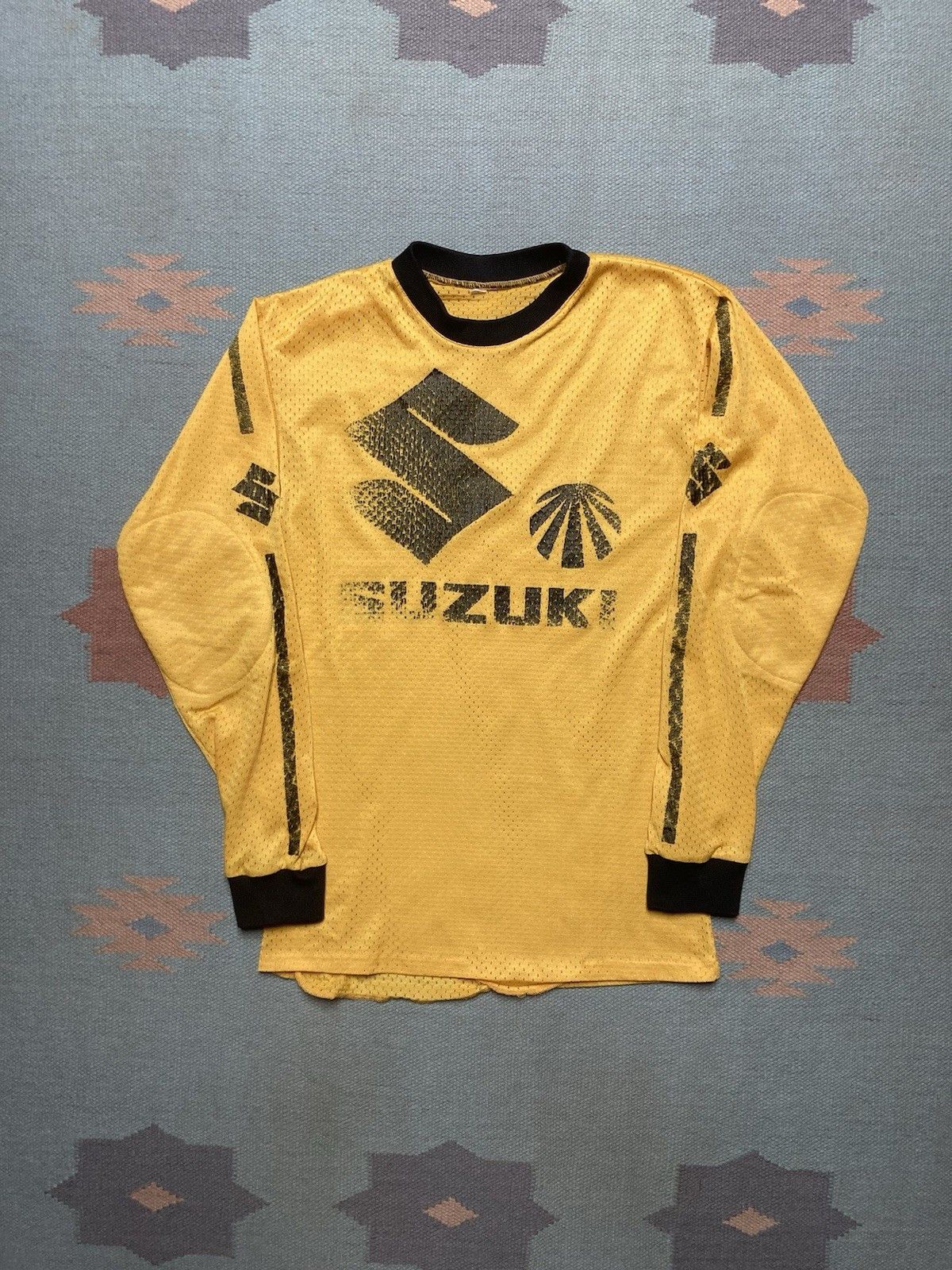 Vintage 70s Suzuki mesh jersey motocross Moto racing MX faded small Size US S / EU 44-46 / 1 - 1 Thumbnail