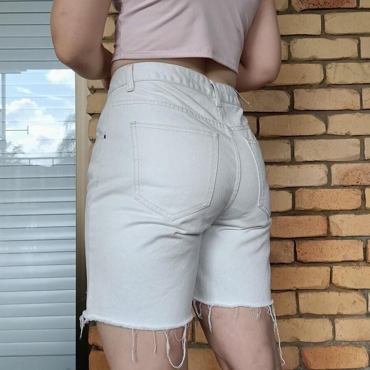 Cotton On Cotton On Shorts Denim High Waisted Bermuda Distressed Size 30" / US 8 / IT 44 - 2 Thumbnail