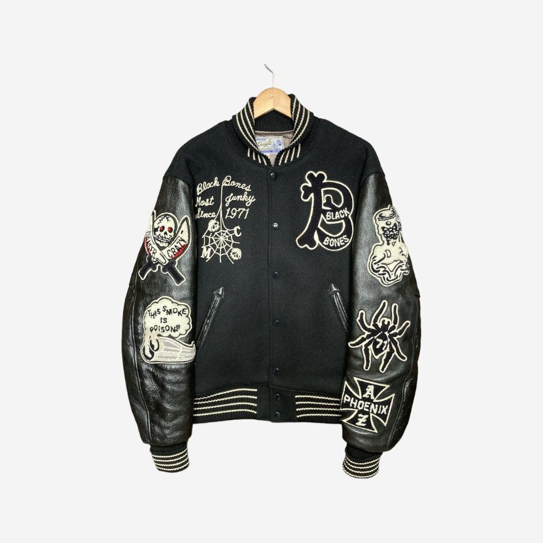 Whitesville Whitesville Black Bones Varsity Jacket | Grailed