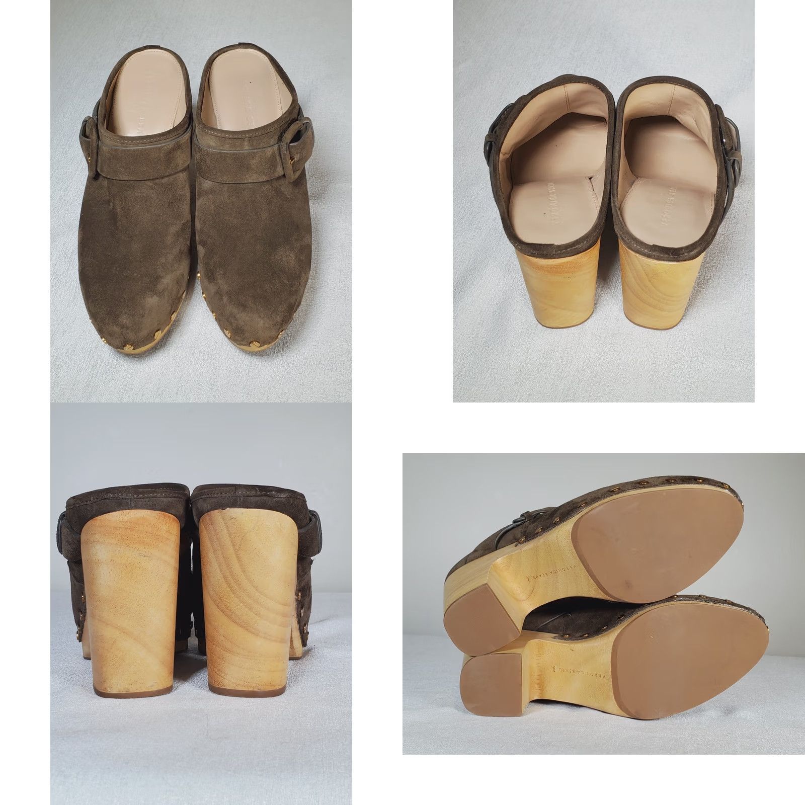 Veronica Beard VERONICA BEARD Dacey Suede Clogs Pecan Buckle Trim Studs Women's US 10 M Clog Shoes Size ONE SIZE - 8 Thumbnail