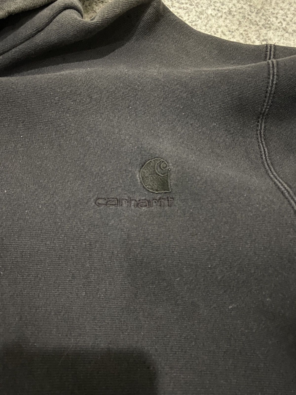 Carhartt Vintage 90s Carhartt Heavyweight Hoodie - Tonal Black Logo Size US XL / EU 56 / 4 - 2 Thumbnail