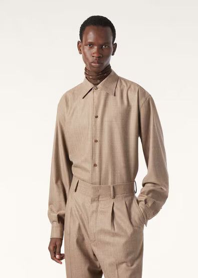 Loro Piana os11x0226 FAQ9761 Franco Shirt in Solid Oak Size US L / EU 52-54 / 3 - 4 Thumbnail