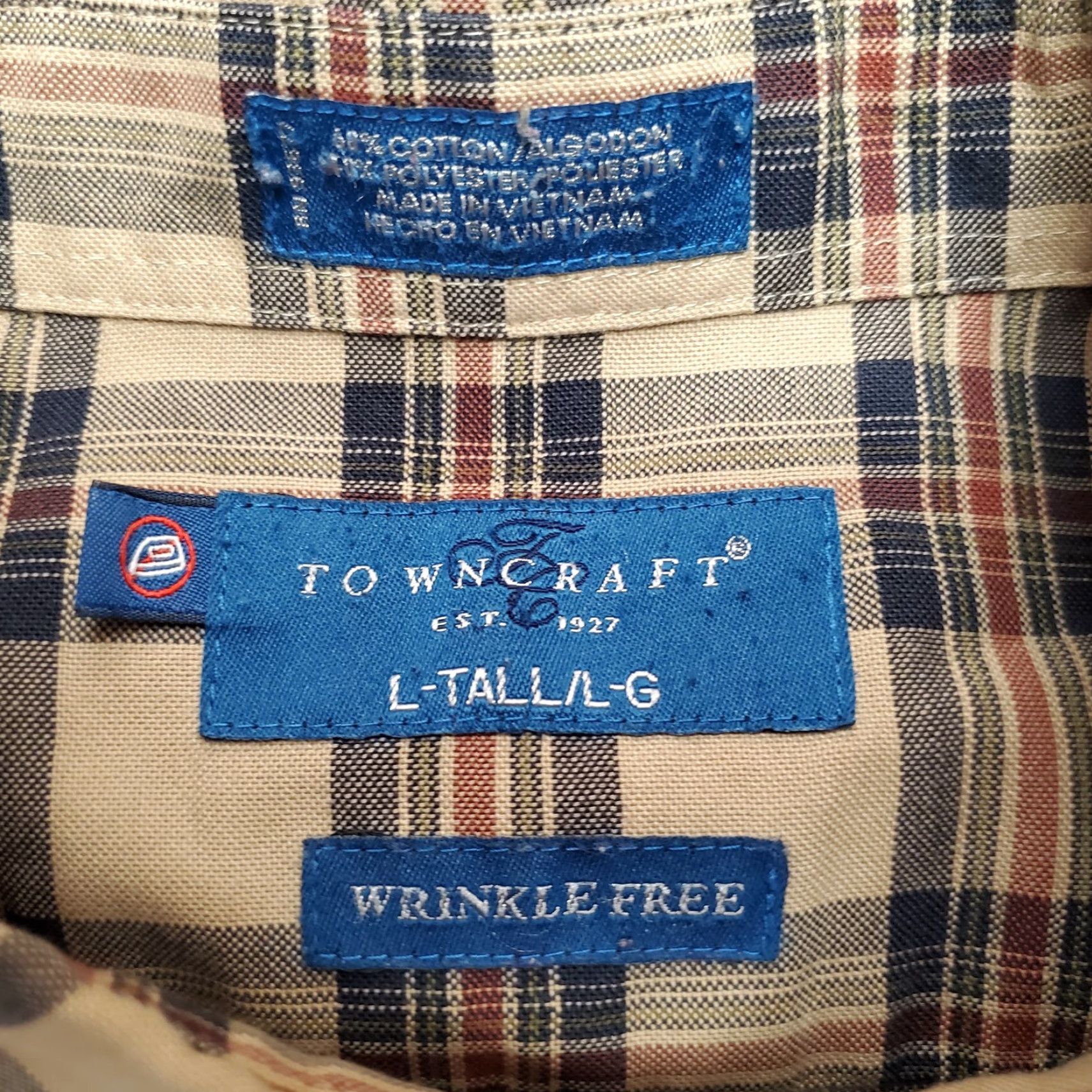 Vintage VINTAGE Towncraft Shirt Men LT Brown Plaid Button-Down Casual Dad Big & Tall Size US L / EU 52-54 / 3 - 5 Thumbnail