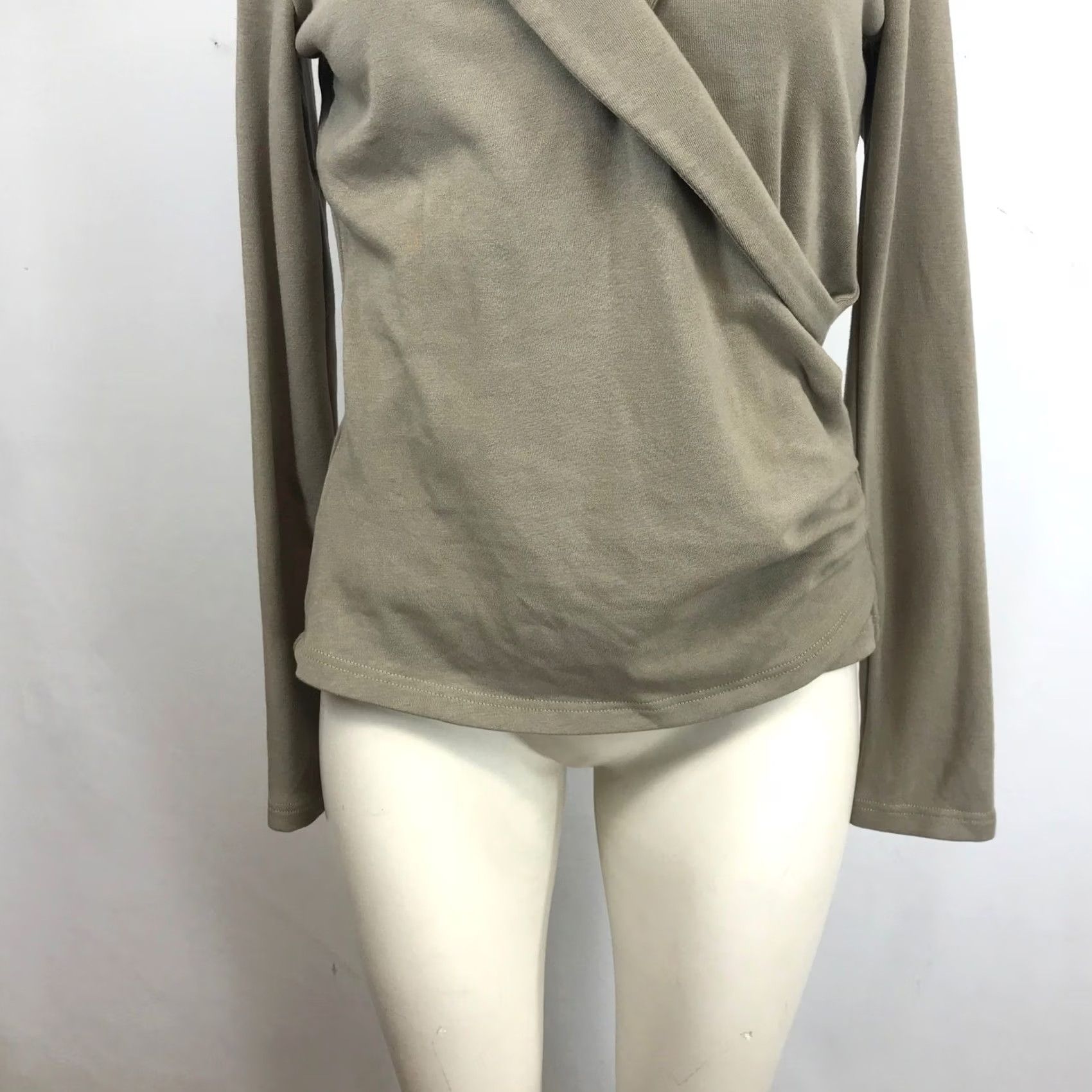 Vintage OGL Move Top Size Large Taupe Brown Wrap Front Long Sleeve Notched Lapel Size L / US 10 / IT 46 - 3 Thumbnail