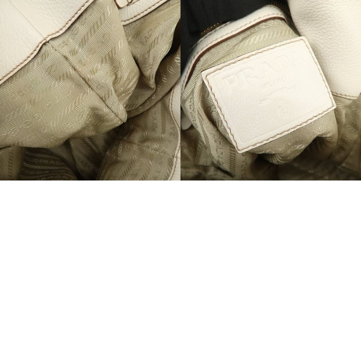 Prada Prada Logo Calfskin Shoulder Bag Cream Size ONE SIZE - 8 Thumbnail