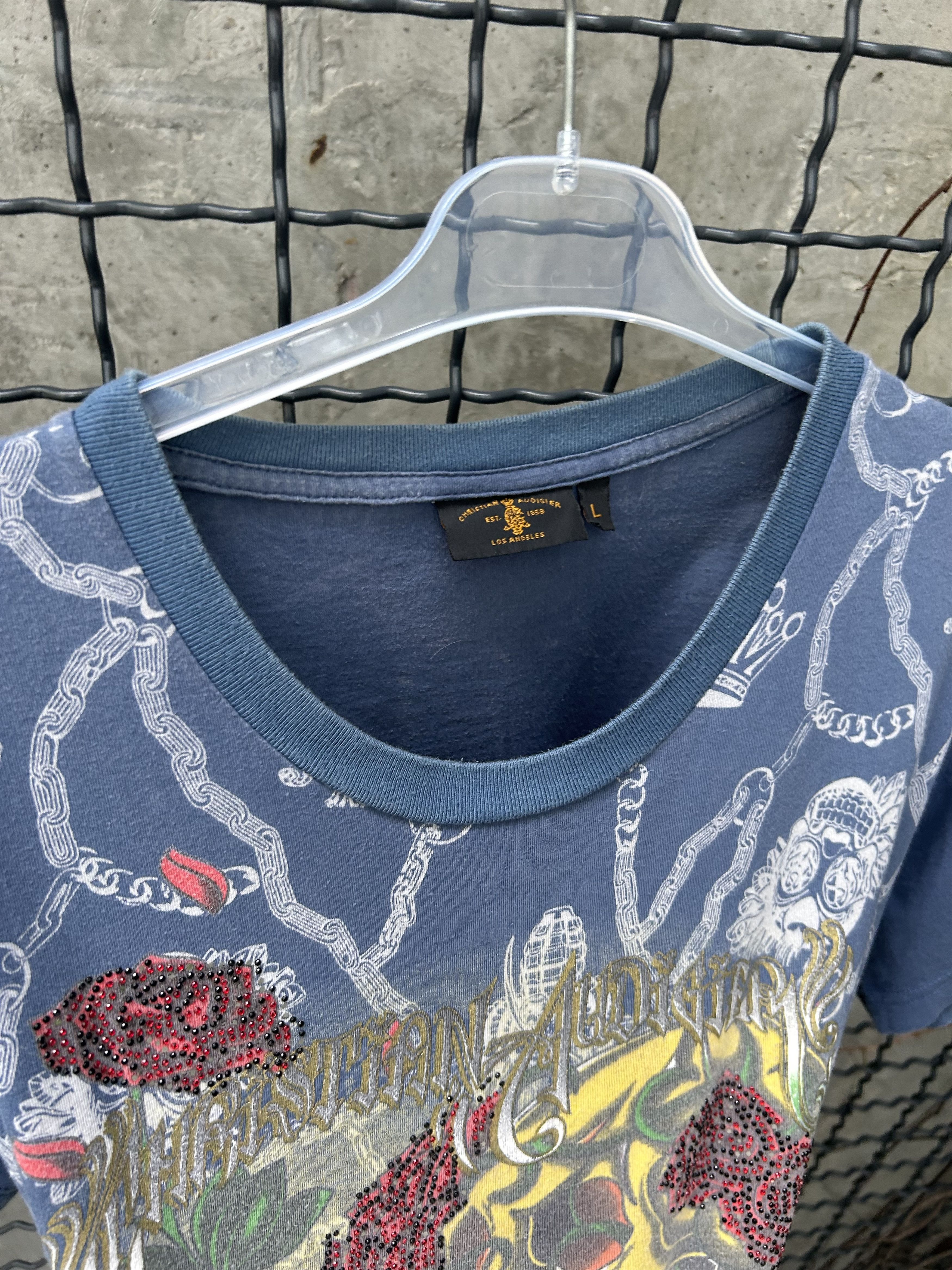 Christian Audigier Vintage 2000s Christian Audigier Ed Hardy Tattoo T-shirt Size US L / EU 52-54 / 3 - 8 Thumbnail