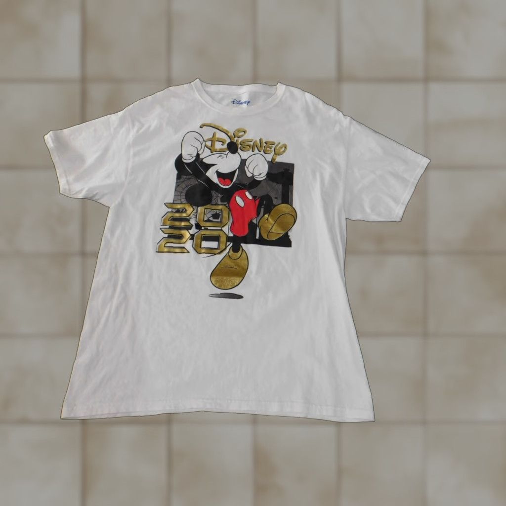 Disney Disney Mickey Mouse Shirt Men Large White Crew Neck Short Sleeve Cotton Knit Logo Classic - Men's T-Shirt Size US L / EU 52-54 / 3 - 1 Thumbnail